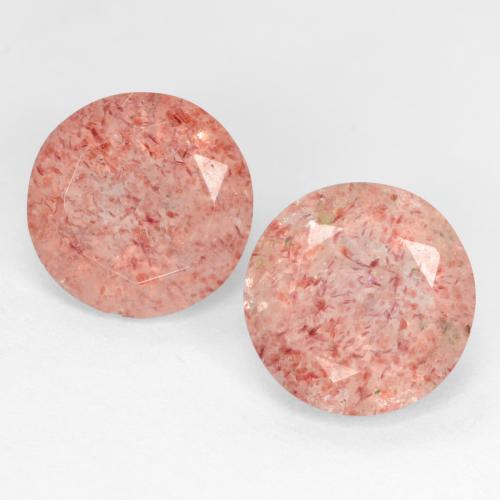 Quarzo fragola naturale rosa da 4,60 ct, taglio rotondo, traslucido