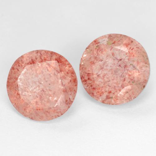 Quarzo fragola naturale rosa da 4,60 ct, taglio rotondo, traslucido