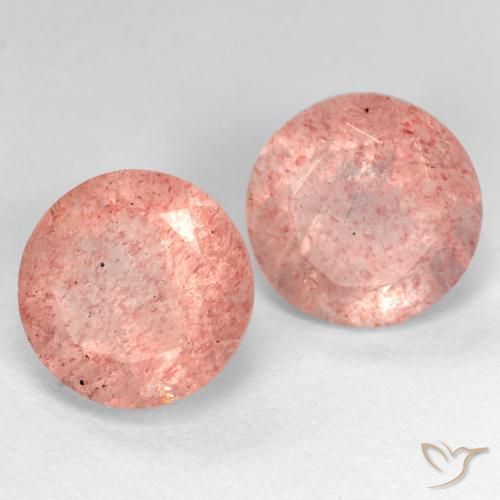Gemme di Quarzo fragola Rosa medio-chiaro naturale da 5.84 ct, Rotondo, Traslucido