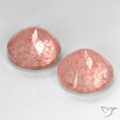 Gemme di Quarzo fragola Rosa medio-chiaro naturale da 5.84 ct, Rotondo, Traslucido