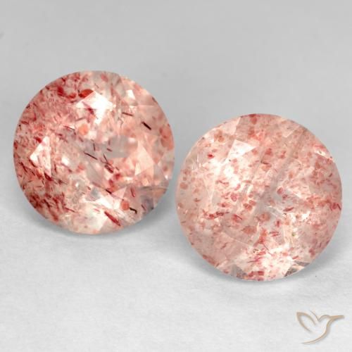 5.33ctw Naturale Rosa chiaro Quarzo Fragola, Rotondo, Trasparente