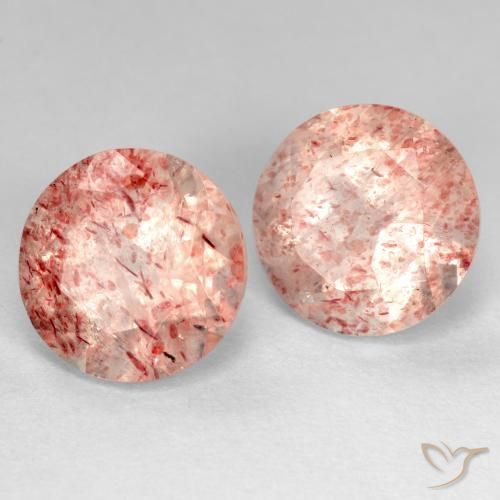 Gemme di Quarzo fragola Rosa chiaro naturale da 5.33 ct, Rotondo, Trasparente