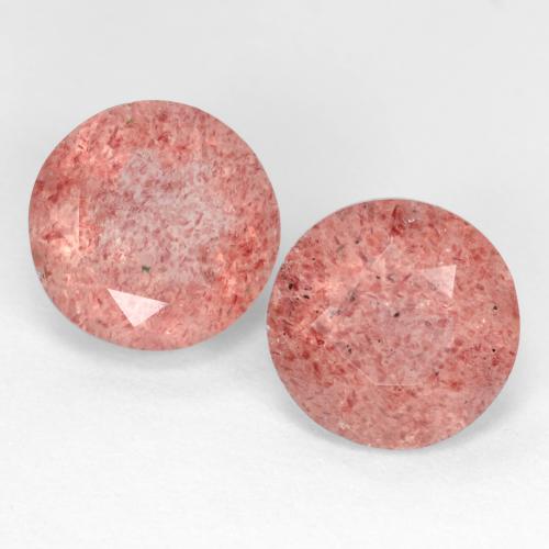Gemme di Quarzo fragola Rosa medio naturale da 5.08 ct, Taglio rotondo, Traslucido
