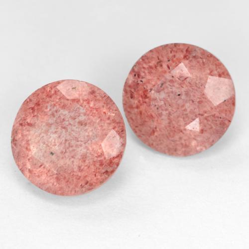 Gemme di Quarzo fragola Rosa medio naturale da 5.08 ct, Taglio rotondo, Traslucido