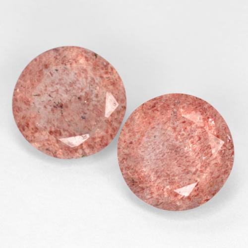 Gemme di Quarzo fragola Rosa medio naturale da 4.84 ct, Taglio rotondo, Traslucido