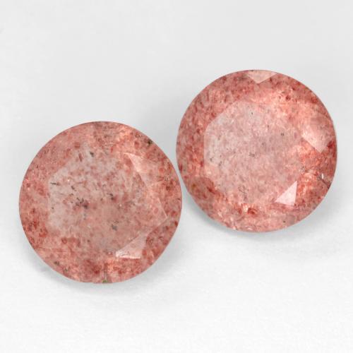 Gemme di Quarzo fragola Rosa medio naturale da 4.84 ct, Taglio rotondo, Traslucido