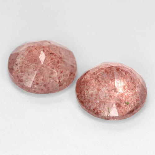 Gemme di Quarzo fragola Rosa medio naturale da 4.84 ct, Taglio rotondo, Traslucido