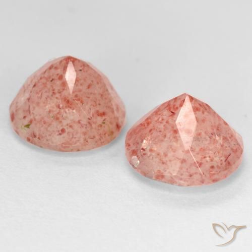 Gemme di Quarzo fragola Rosa pesca rosa naturale da 5.63 ct, Rotondo, Traslucido