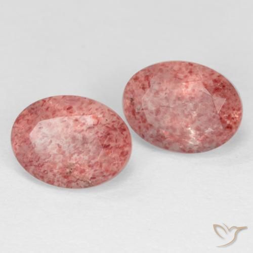 Gemme di Quarzo fragola Rosa medio naturale da 2.82 ct, Ovale, Traslucido