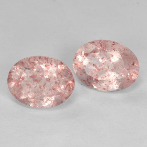 Quarzo fragola naturale rosa da 2,47 ct, taglio ovale, trasparente