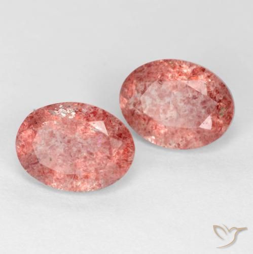 Gemme di Quarzo fragola Rosa scuro naturale da 2.39 ct, Ovale, Traslucido