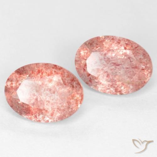 Gemme di Quarzo fragola Rosa medio naturale da 2.39 ct, Ovale, Traslucido