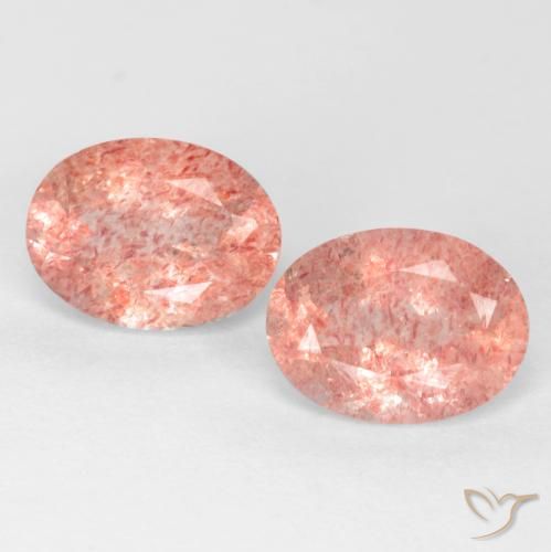 2.43ctw Naturale Rosa medio-chiaro Quarzo Fragola, Ovale, Traslucido