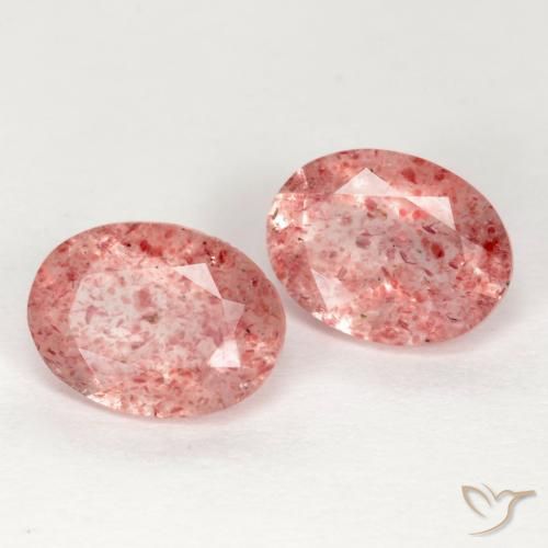 Quarzo fragola naturale rosa da 2,24 ct, taglio ovale, traslucido