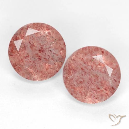 2.16ctw Naturale Rosa scuro Quarzo Fragola, Rotondo, Traslucido