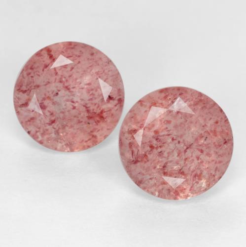Gemme di Quarzo fragola Rosa medio-chiaro naturale da 2.44 ct, Taglio rotondo, Traslucido