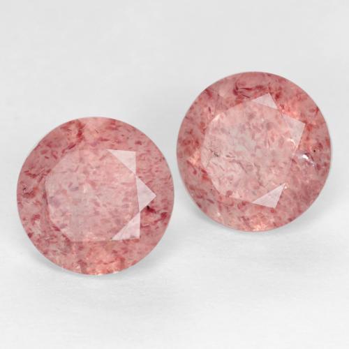 Gemme di Quarzo fragola Rosa medio-chiaro naturale da 2.44 ct, Taglio rotondo, Traslucido