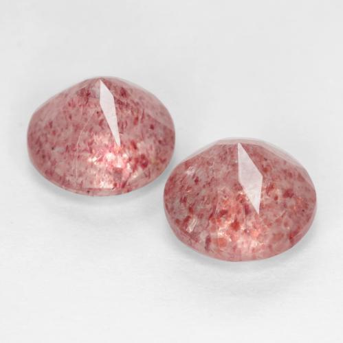 Gemme di Quarzo fragola Rosa medio-chiaro naturale da 2.44 ct, Taglio rotondo, Traslucido