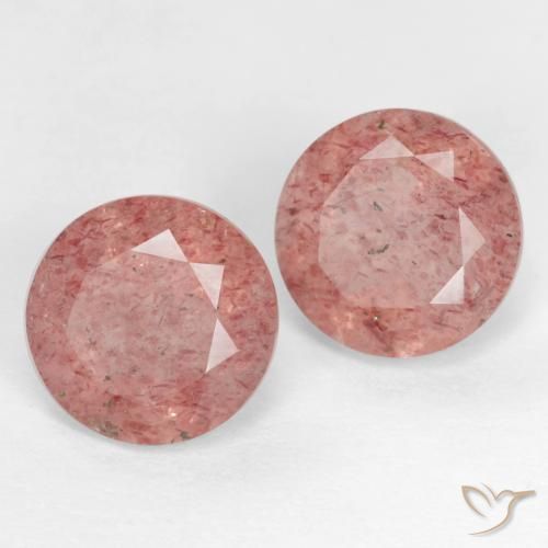Gemme di Quarzo fragola Rosa medio-chiaro naturale da 2.65 ct, Rotondo, Traslucido