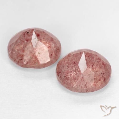 Gemme di Quarzo fragola Rosa medio-chiaro naturale da 2.65 ct, Rotondo, Traslucido