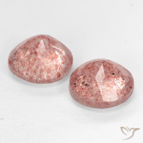 Gemme di Quarzo fragola Rosa medio naturale da 2.58 ct, Rotondo, Traslucido