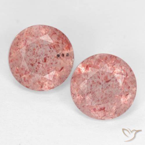 2.35ctw Naturale Rosa terroso Quarzo Fragola, Rotondo, Traslucido