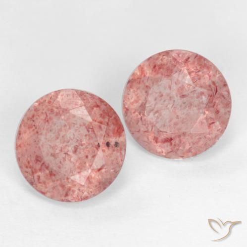 Gemme di Quarzo fragola Rosa terroso naturale da 2.35 ct, Rotondo, Traslucido