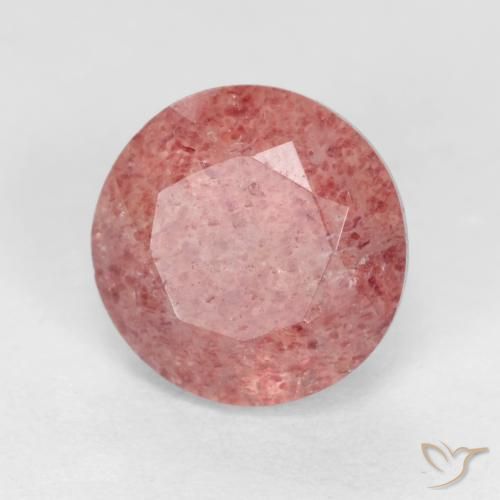 Quarzo fragola Rosa medio naturale da 1.36 ct, Rotondo, Traslucido
