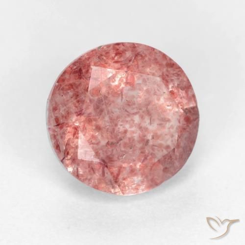 Quarzo fragola Rosa medio naturale da 1.27 ct, Rotondo, Traslucido