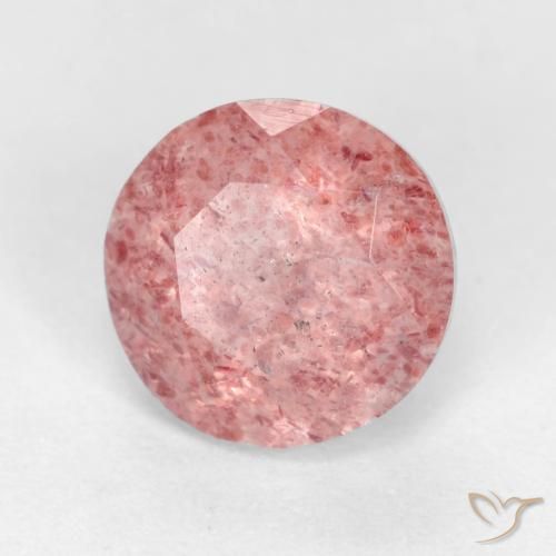 Quarzo fragola Rosa medio naturale da 1.31 ct, Rotondo, Traslucido
