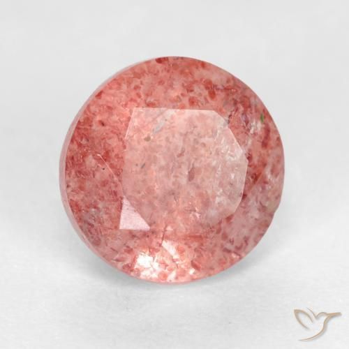 Quarzo fragola Rosa rossastra naturale da 1.50 ct, Rotondo, Traslucido