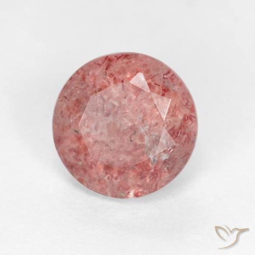 Quarzo fragola Rosa chiaro naturale da 1.24 ct, Rotondo, Traslucido