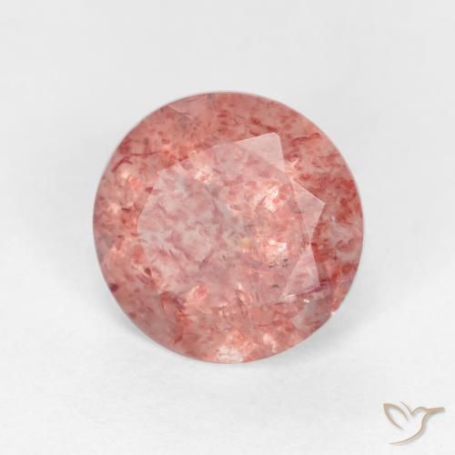 Quarzo fragola Rosa medio-chiaro naturale da 1.25 ct, Rotondo, Traslucido