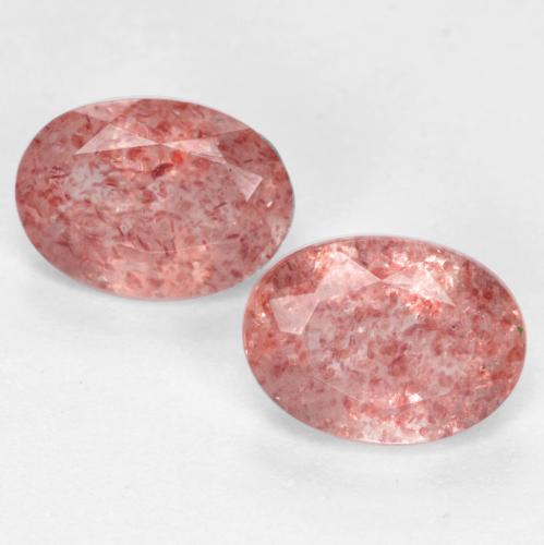 Gemme di Quarzo fragola Rosa medio naturale da 1.52 ct, Taglio ovale, Traslucido