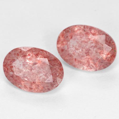 Gemme di Quarzo fragola Rosa medio naturale da 1.52 ct, Taglio ovale, Traslucido