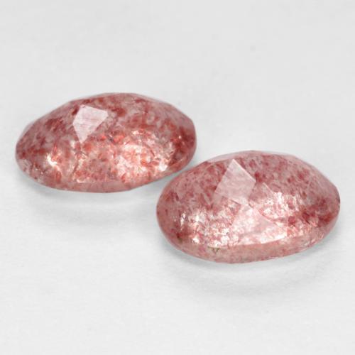 Gemme di Quarzo fragola Rosa medio naturale da 1.52 ct, Taglio ovale, Traslucido