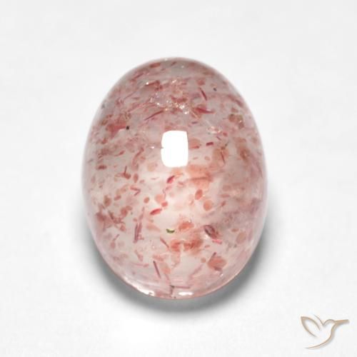 1.58ct Naturale rosa fenicottero Quarzo Fragola, Ovale, Traslucido