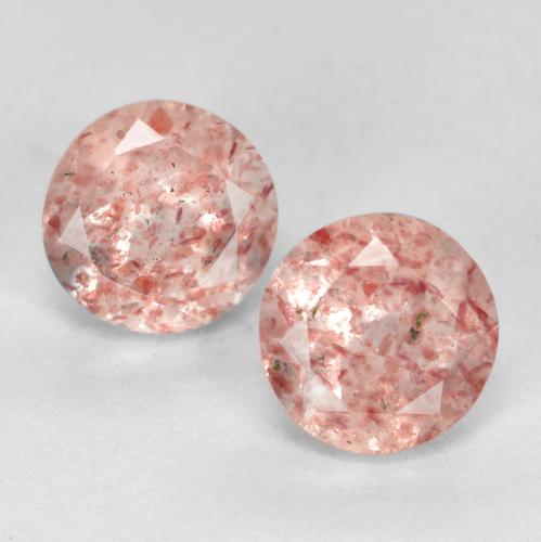 Gemme di Quarzo fragola Rosa terroso naturale da 1.13 ct, Taglio rotondo, Trasparente