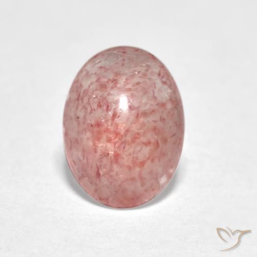 0.96ct Naturale Rosa terroso Quarzo Fragola, Ovale, Traslucido