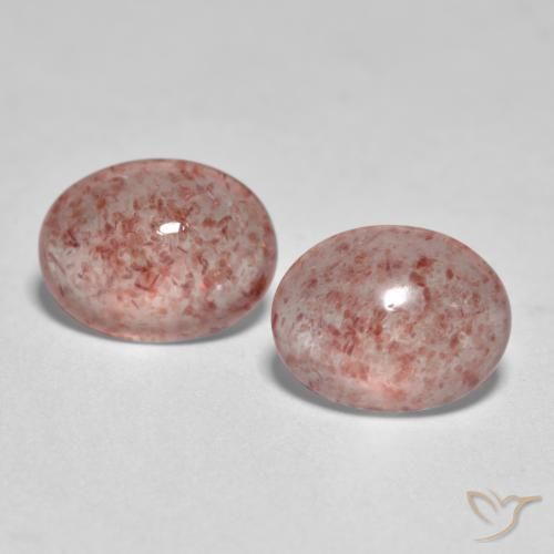 2.07ctw Naturale Rosa terroso Quarzo Fragola, Ovale, Traslucido