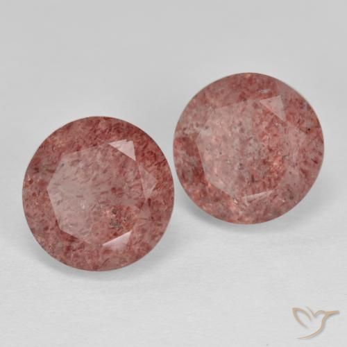 Gemme di Quarzo fragola Rosa rosa naturale da 6.12 ct, Rotondo, Traslucido