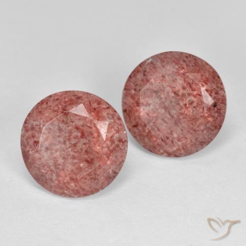 Gemme di Quarzo fragola Rosa medio naturale da 5.38 ct, Rotondo, Traslucido