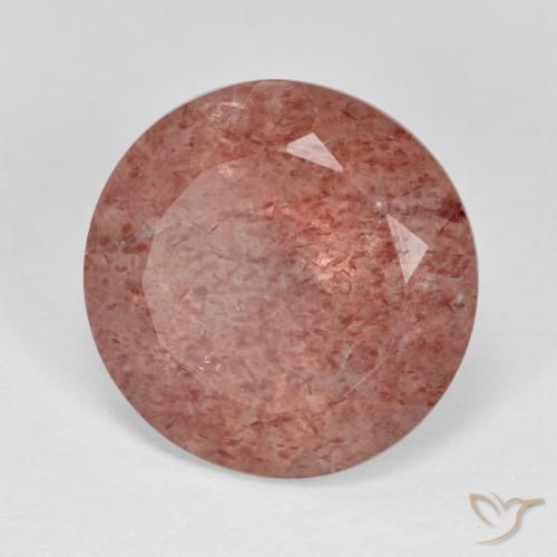 Quarzo fragola Rosa medio naturale da 6.90 ct, Rotondo, Traslucido