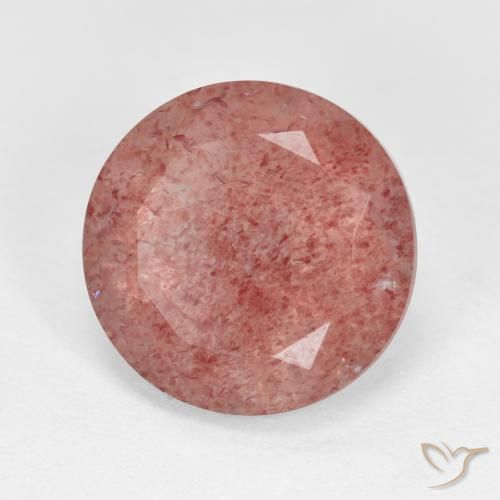 Quarzo fragola Rosa medio naturale da 4.46 ct, Rotondo, Traslucido