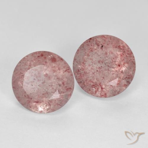 Gemme di Quarzo fragola Rosa chiaro naturale da 3.88 ct, Rotondo, Traslucido