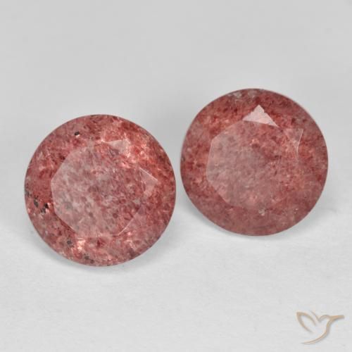 Gemme di Quarzo Fragola Rosa scuro naturale da 3.86 ct, Taglio rotondo, Traslucido