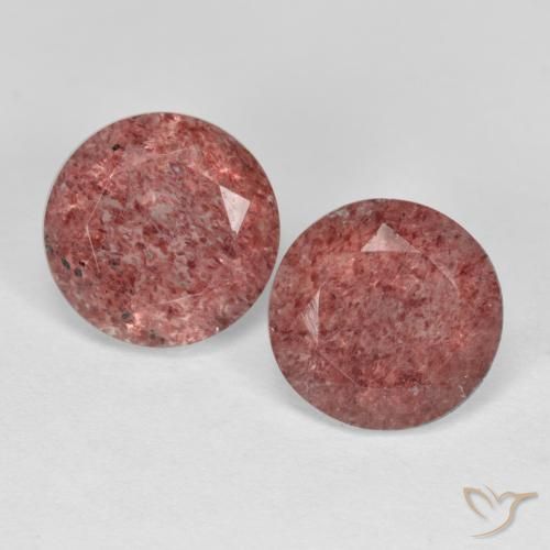 Gemme di Quarzo Fragola Rosa scuro naturale da 3.86 ct, Taglio rotondo, Traslucido