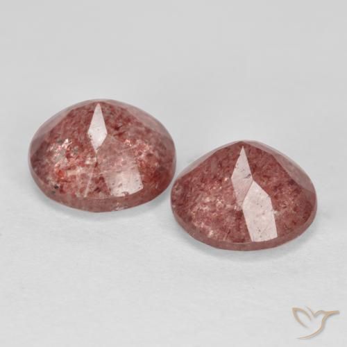 Gemme di Quarzo Fragola Rosa scuro naturale da 3.86 ct, Taglio rotondo, Traslucido