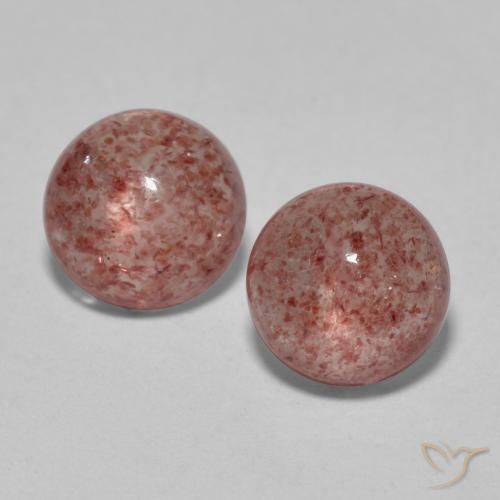 Gemme di Quarzo fragola Rosa medio naturale da 3.35 ct, Taglio rotondo, Traslucido