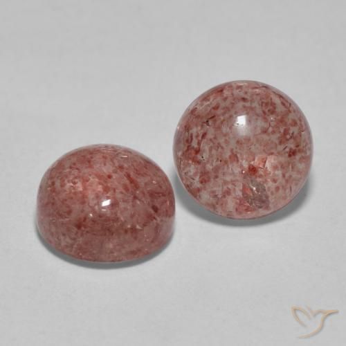 Gemme di Quarzo fragola Rosa medio naturale da 3.35 ct, Taglio rotondo, Traslucido